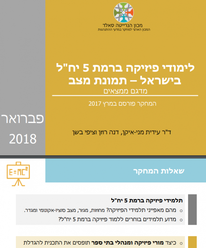 לימודי פיזיקה ברמת 5 יח"ל בישראל תמונת מצב